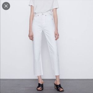 Zara High Rise White Jeans